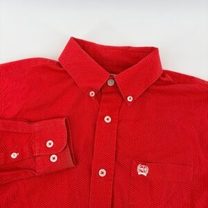 Cinch Boys Red Micro Dot Long Sleeve Button Down Western Shirt Size Large 12